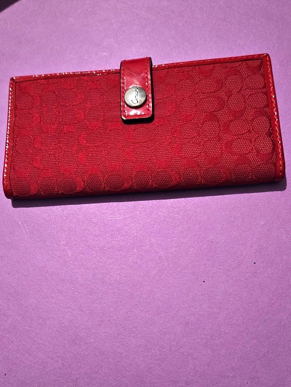 Coach Red Signature Canvas Wallet